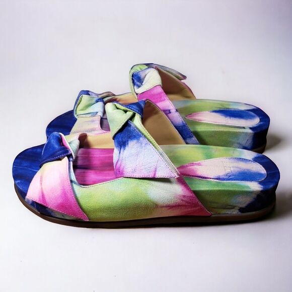 Alexandre Birman Clarita Bow Tie-Dye Leather Slides - Picture 3 of 7
